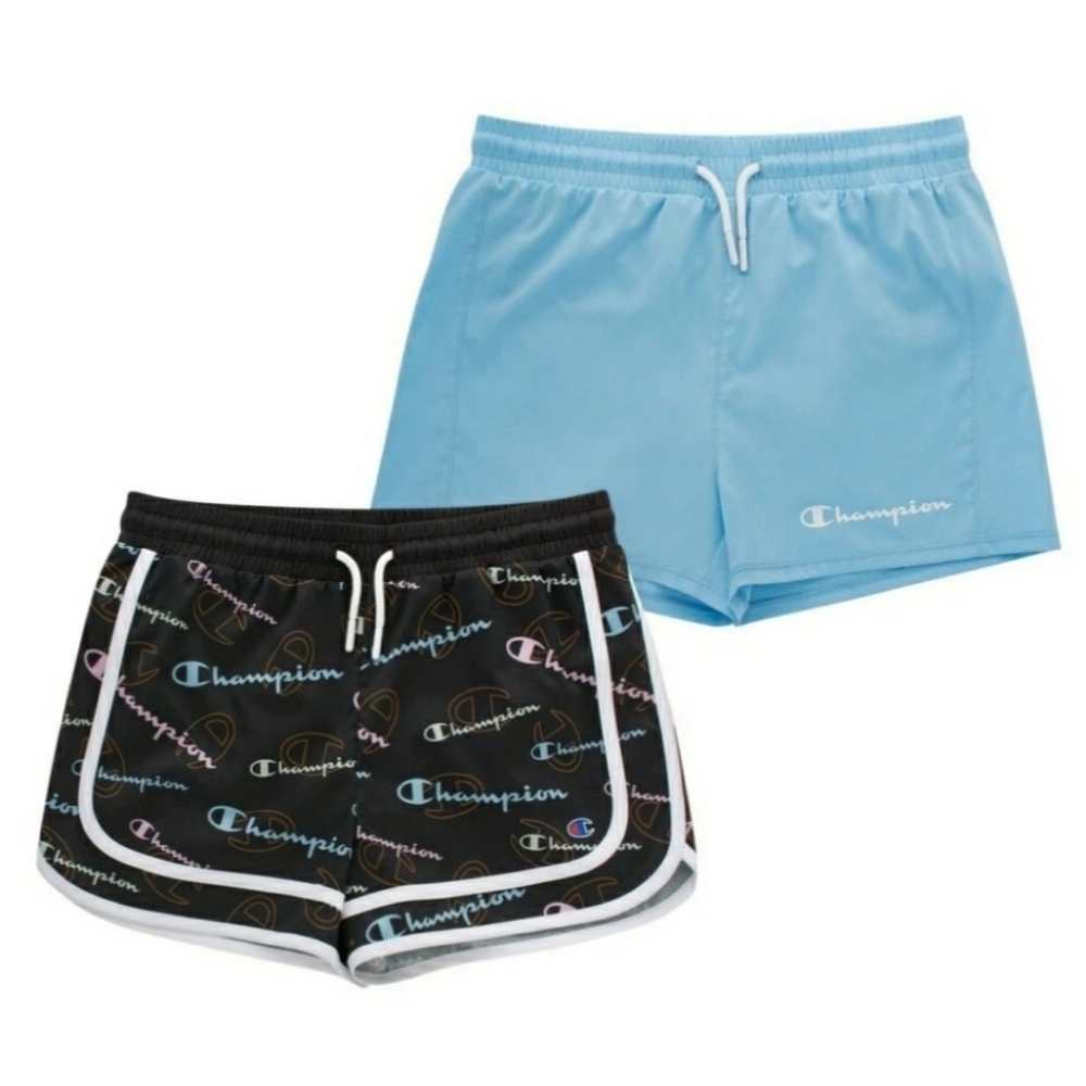 NEW Champion Girl's 2-Pack 2.5" Inseam Active Elastic Waist & Drawstring Shorts